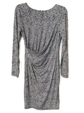 Michael Kors Women's Zebra Print Dress Faux Wrap Long Sleeve Zip Back Jersey